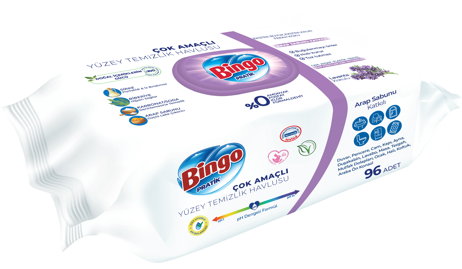 Bingo Yüzey Temizlik Havlusu Arp.Lavanta 96lı