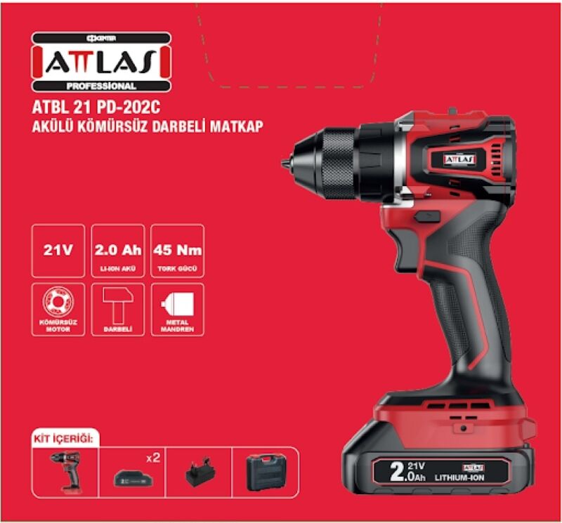 ATTLAS ATBL 21PD-202C Akülü Kömürsüz Darbeli Matkap
