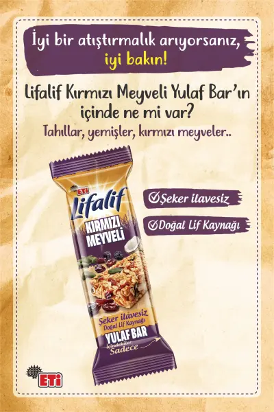 Eti Lifalif Kırmızı Meyveli Yulaf Bar 35g