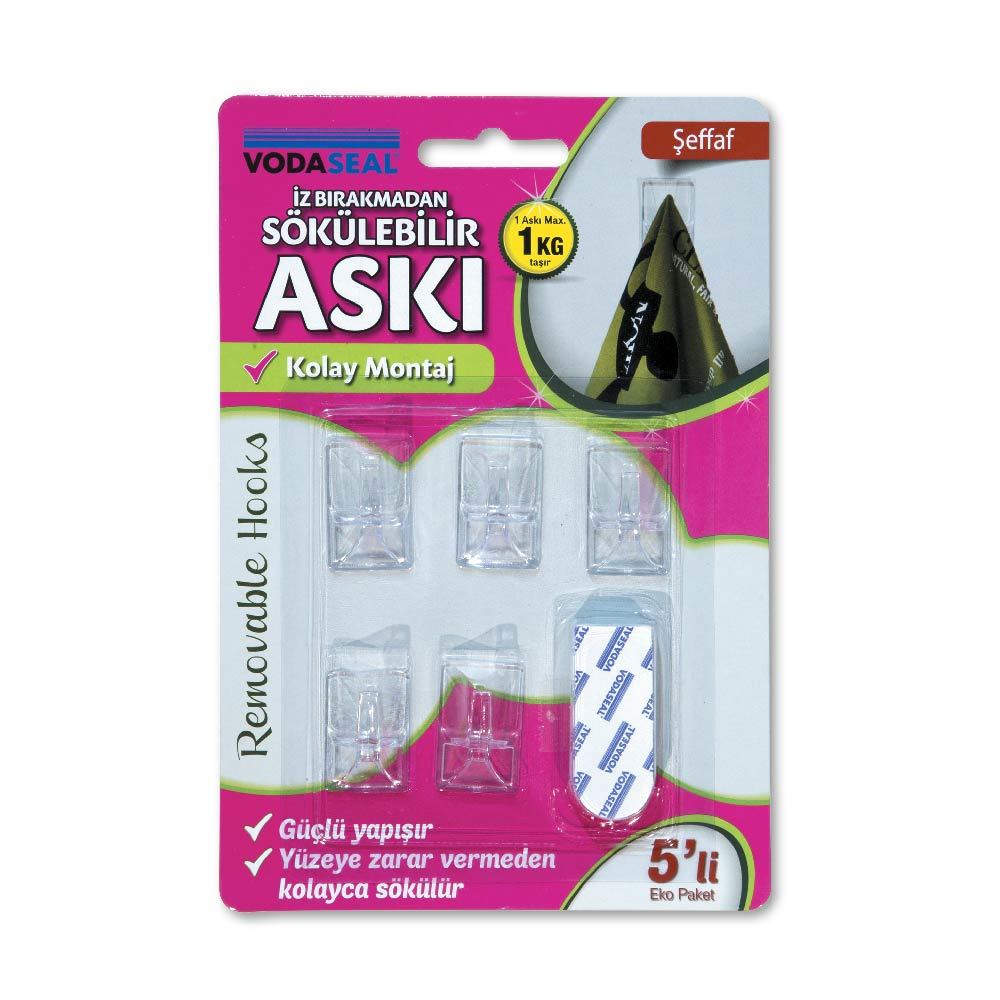 Vodaseal İz Bırakmaz 5 li Askı Şeffaf