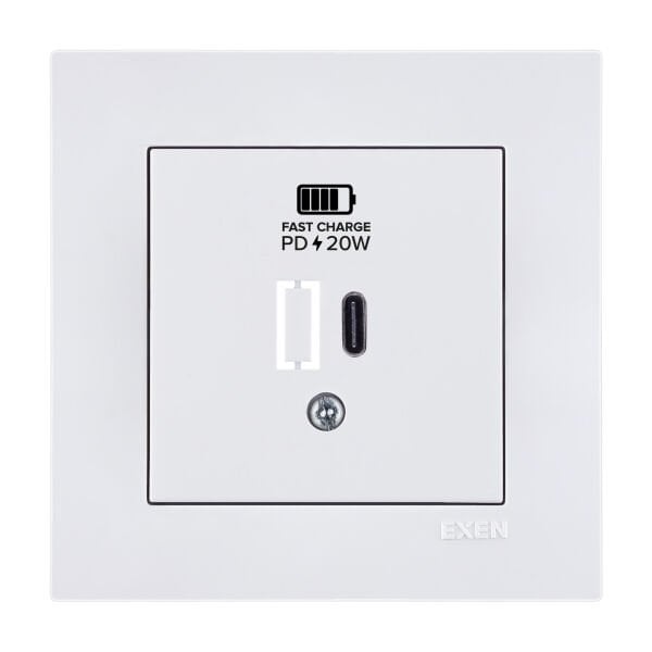 Exen Karell Blisterli Beyaz Usb Şarj Prizi Type-C