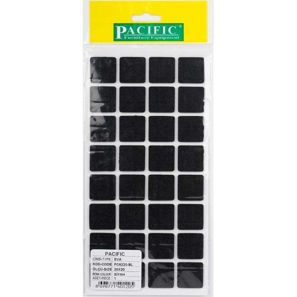 Pacific Siyah Yapışkanlı Eva Keçe 25mmx25mm