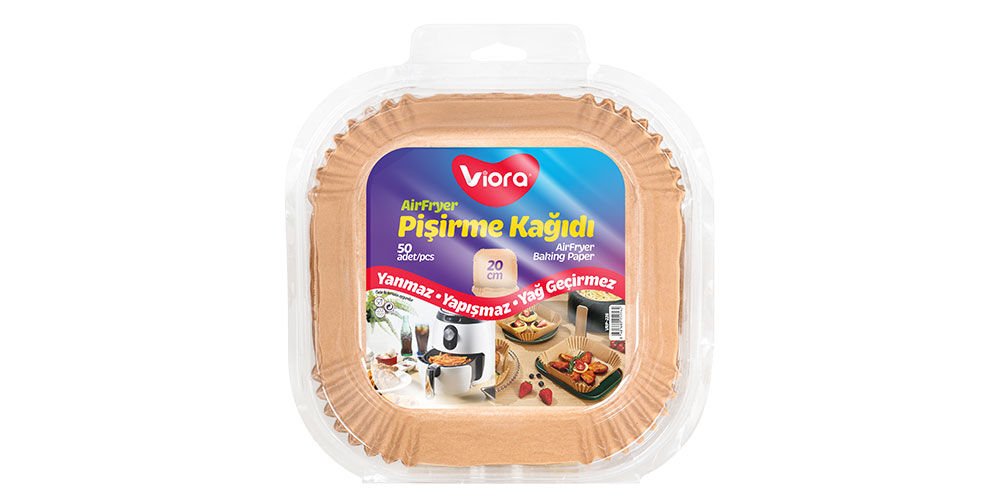 Viora Airfryer Pişirme Kağıdı Kare 20cm 50li