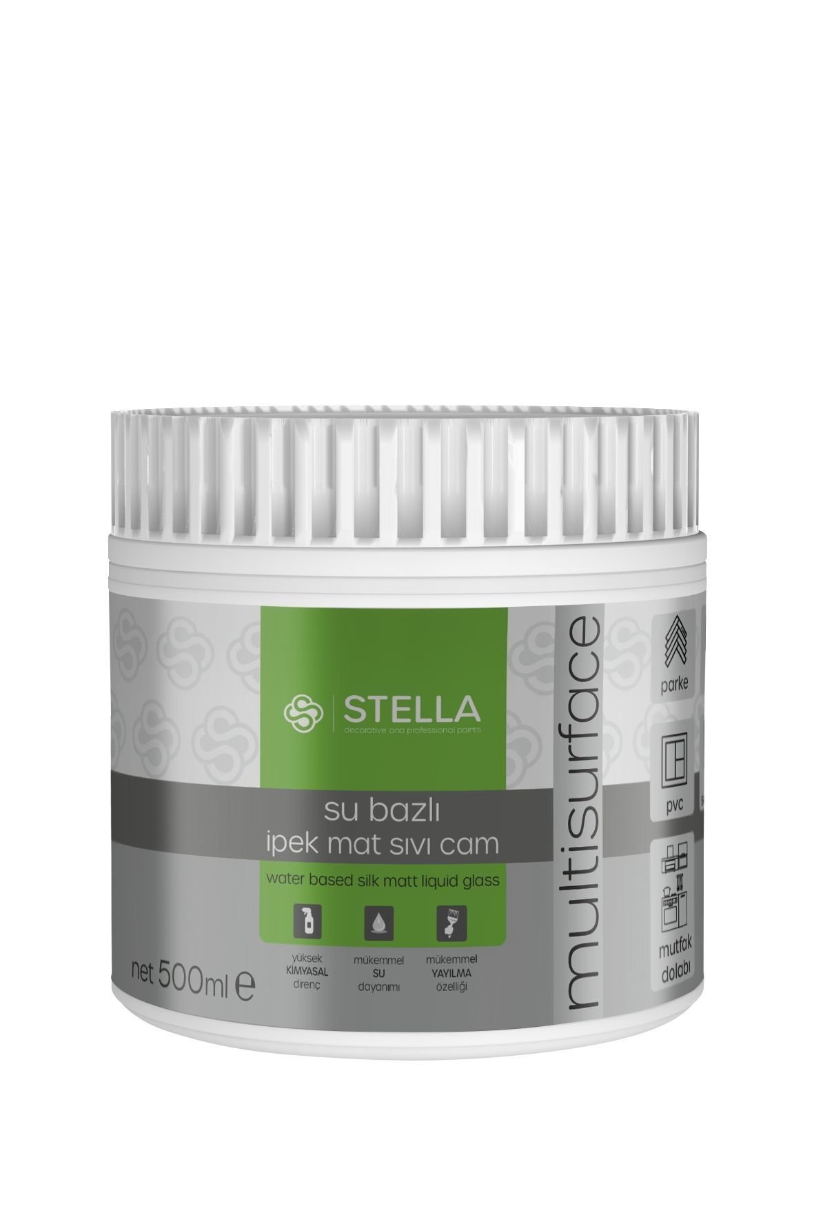 Stella Su Bazlı Sıvı Cam Şeffaf İpek Mat 500ml