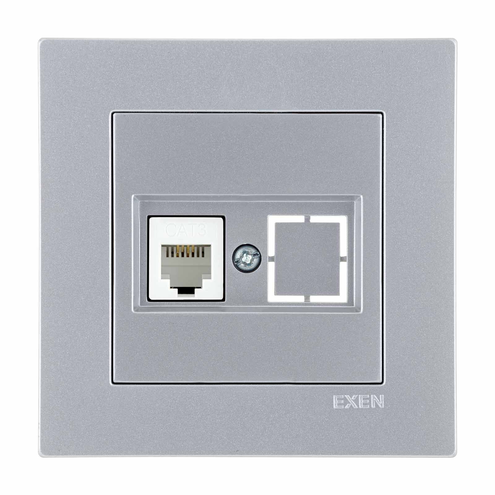 Exen Karell Blisterli Gümüş Nümeris Telefon Prizi