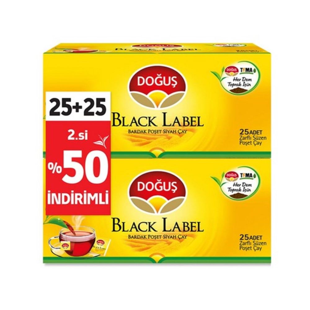 Doğuş Black Label Bardak Poşet Çay 25+25 2.%50 indirimli