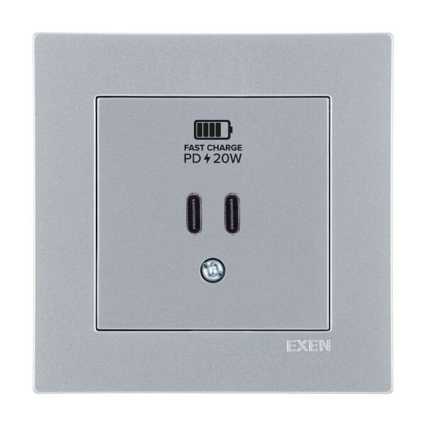 Exen Karell Blisterli Füme Usb Şarj Prizi Type-C