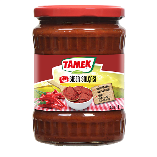 Tamek Acılı Biber Salça Cam 540g