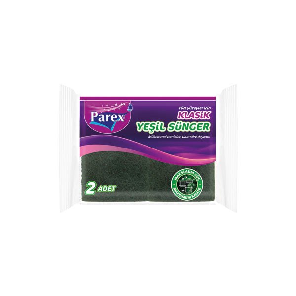 Parex Klasik Yeşil Sünger Düz 2 li