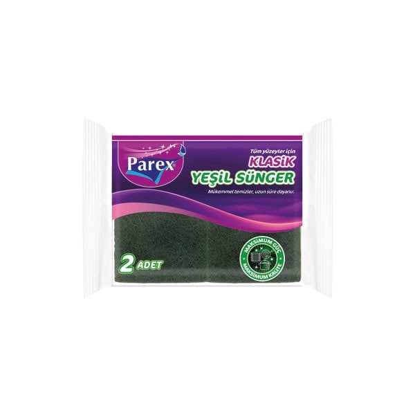 Parex Klasik Yeşil Sünger Düz 2 li