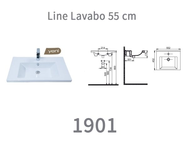 Alvit Line Etajerli Lavabo 55cm