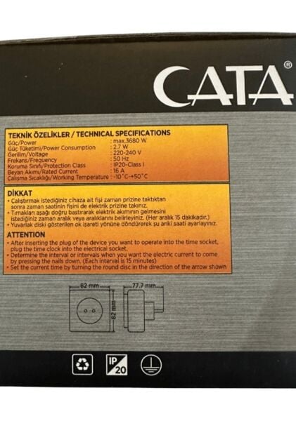 Cata CT-9180 Mekanik Zaman Saati 3680w