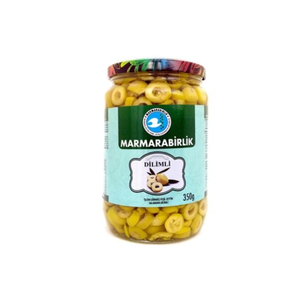 Marmara Birlik Dilimli Yeşil Zeytin Cam 350gr