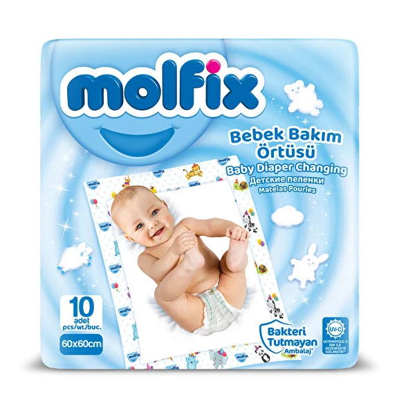 Molfix Bebek Bakım Örtüsü 60x60cm 10 lu