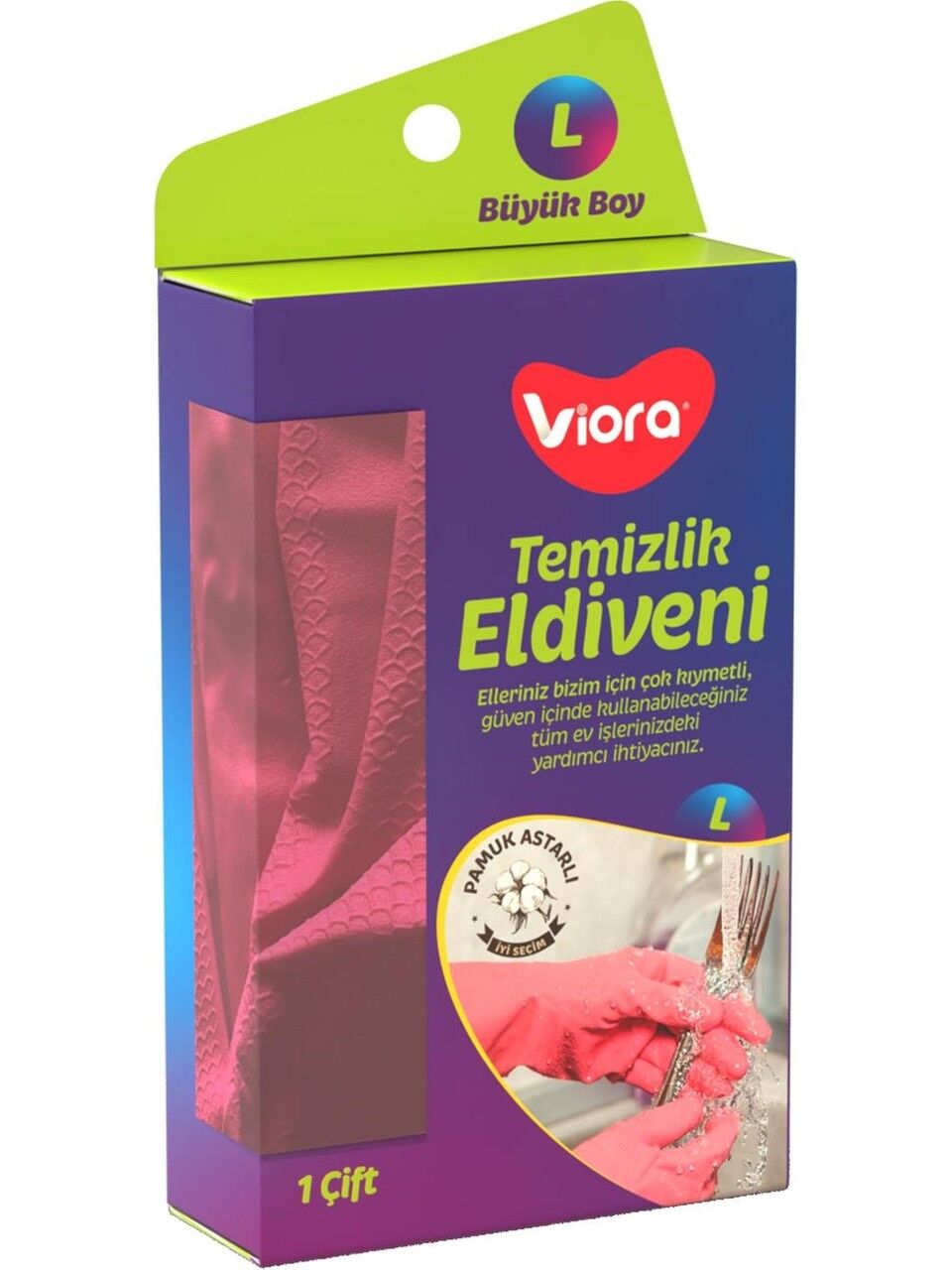 Viora Temizlik Eldiveni Pembe Large