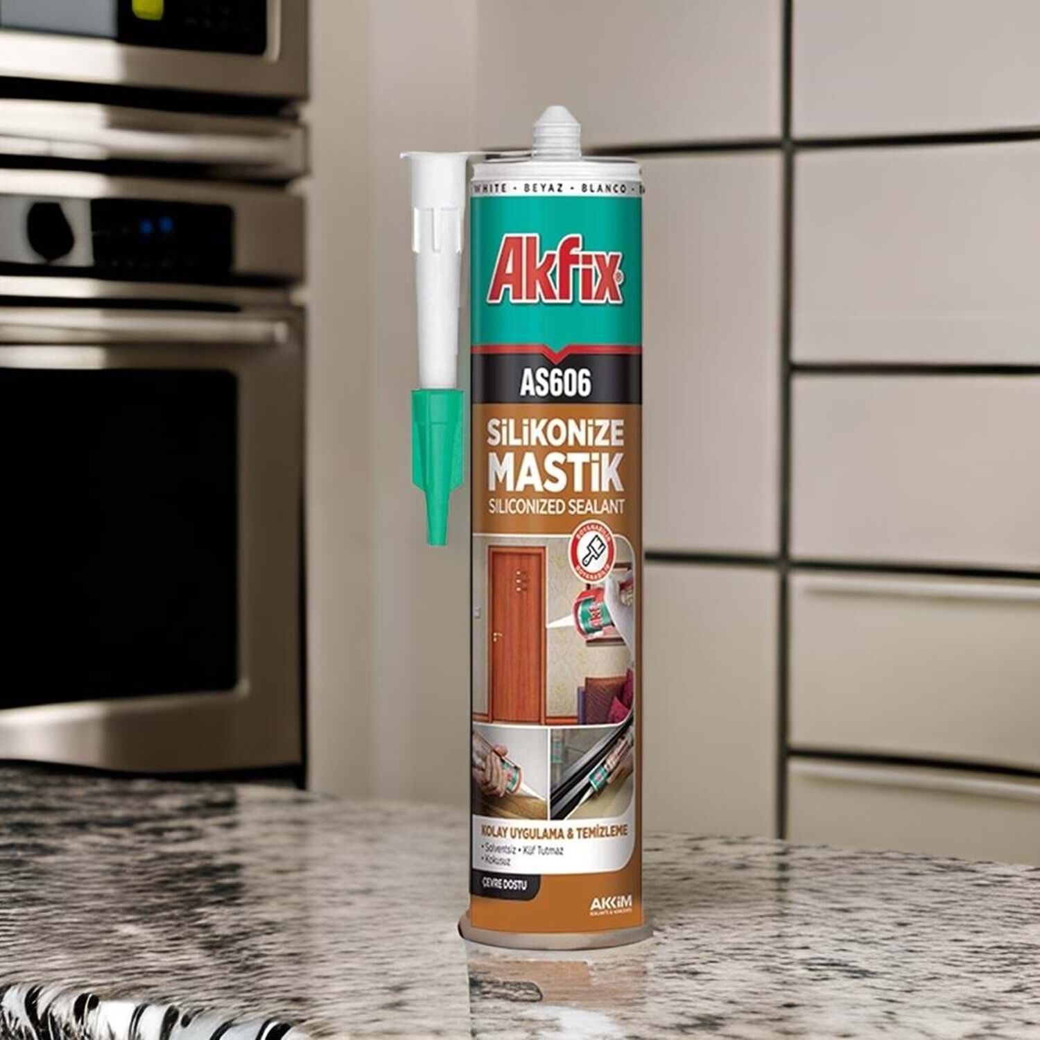 Akfix AS606 Silikonize Akrilik Mastik Antrasit Gri