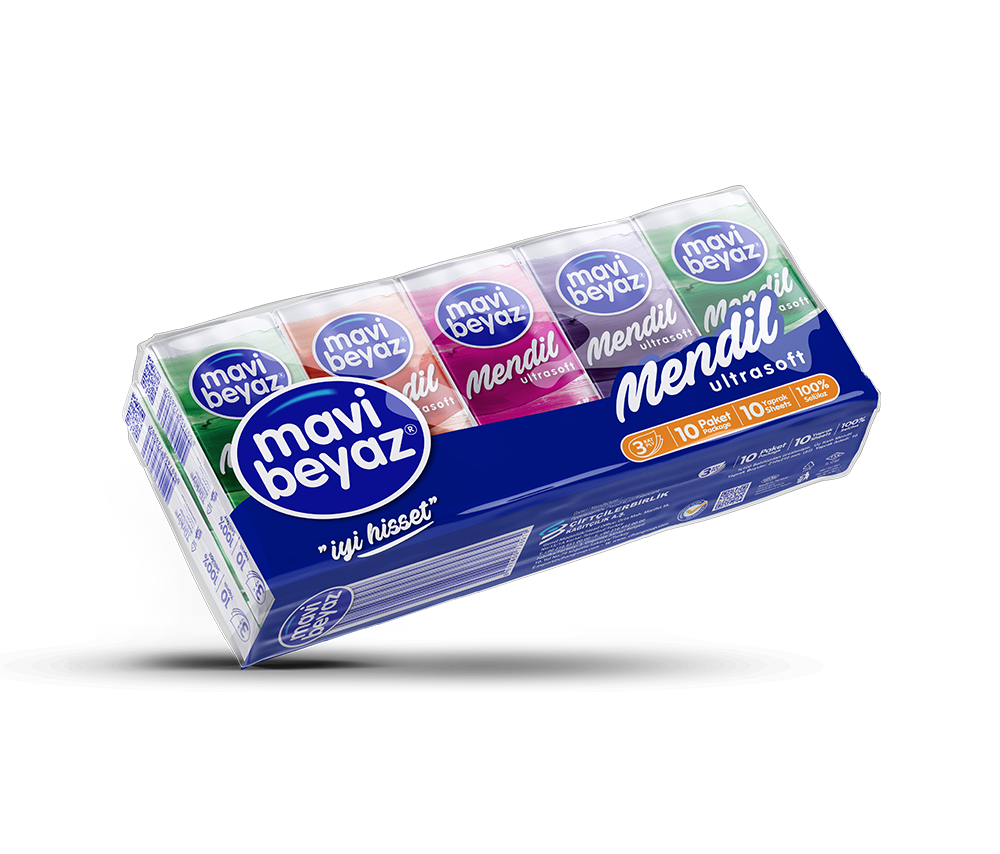 Mavi Beyaz Cep Mendil 10lu