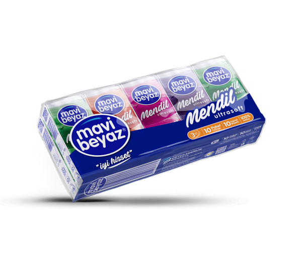 Mavi Beyaz Cep Mendil 10lu