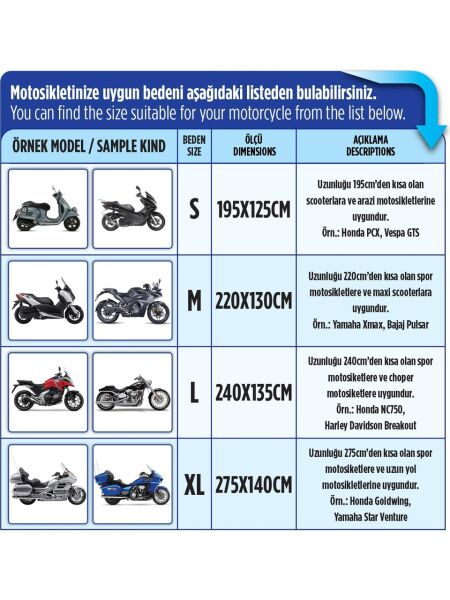 Automix 4 Mevsim Motosiklet Örtüsü Medium