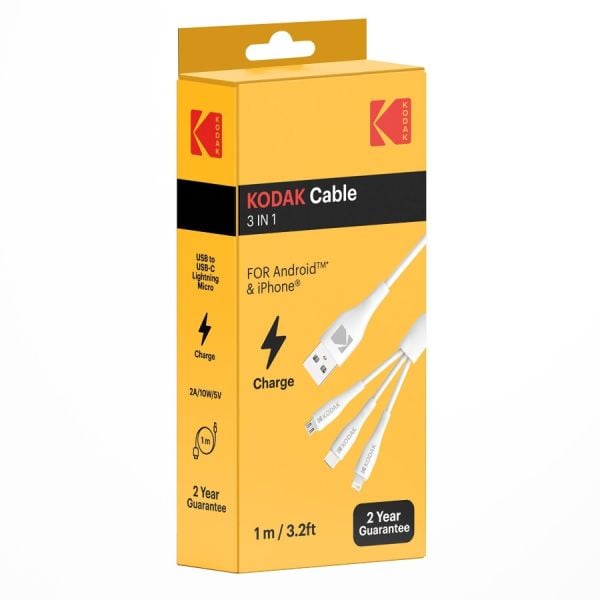 Kodak Şarj Kablosu 3 in 1 For Android&İphone