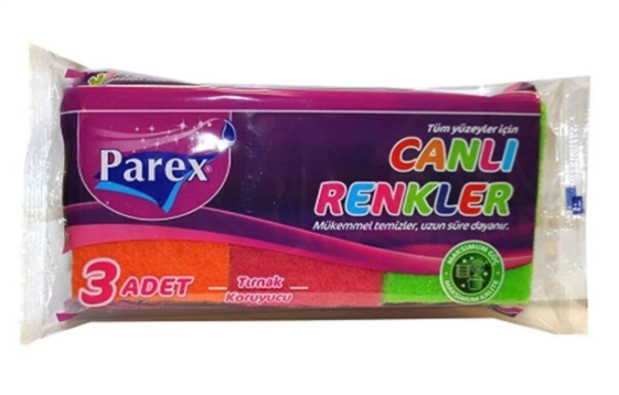 Parex Canlı Renkler Sünger Oluklu 3'lü