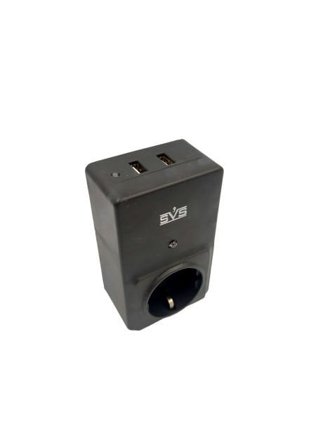 Svs 2 Usb Çıkışlı Tekli Akım Korumalı Siyah