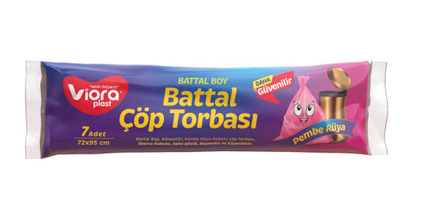 Viora Çöp Poşeti Standart Battal Boy Pembe 72x95m