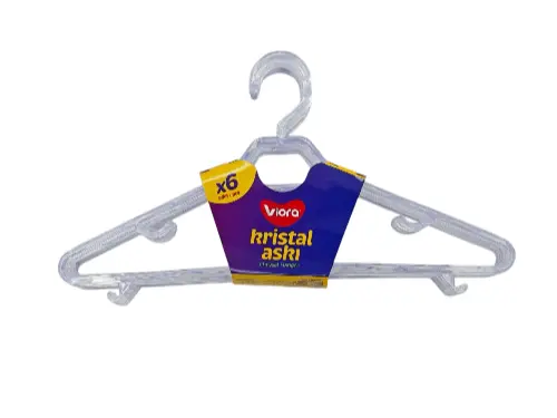 Viora Kristal Şeffaf Askı 6 lı