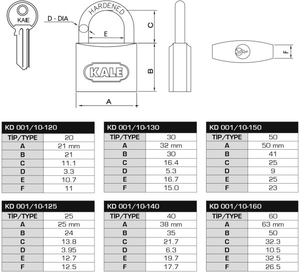 Kale Asma Kilit Döküm 32mm