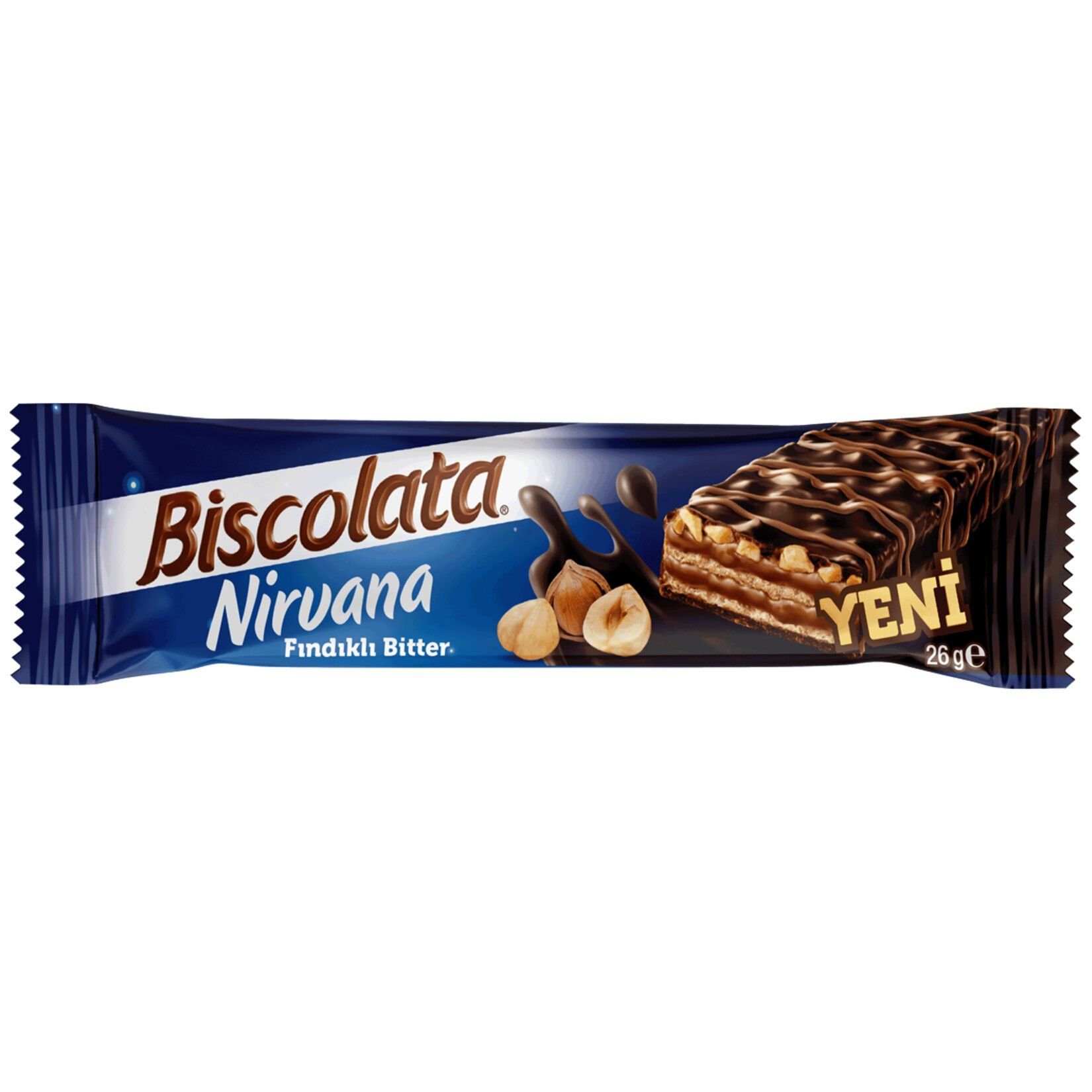 Biscolata Nirvana Fındıklı Bitter Gofret 26g