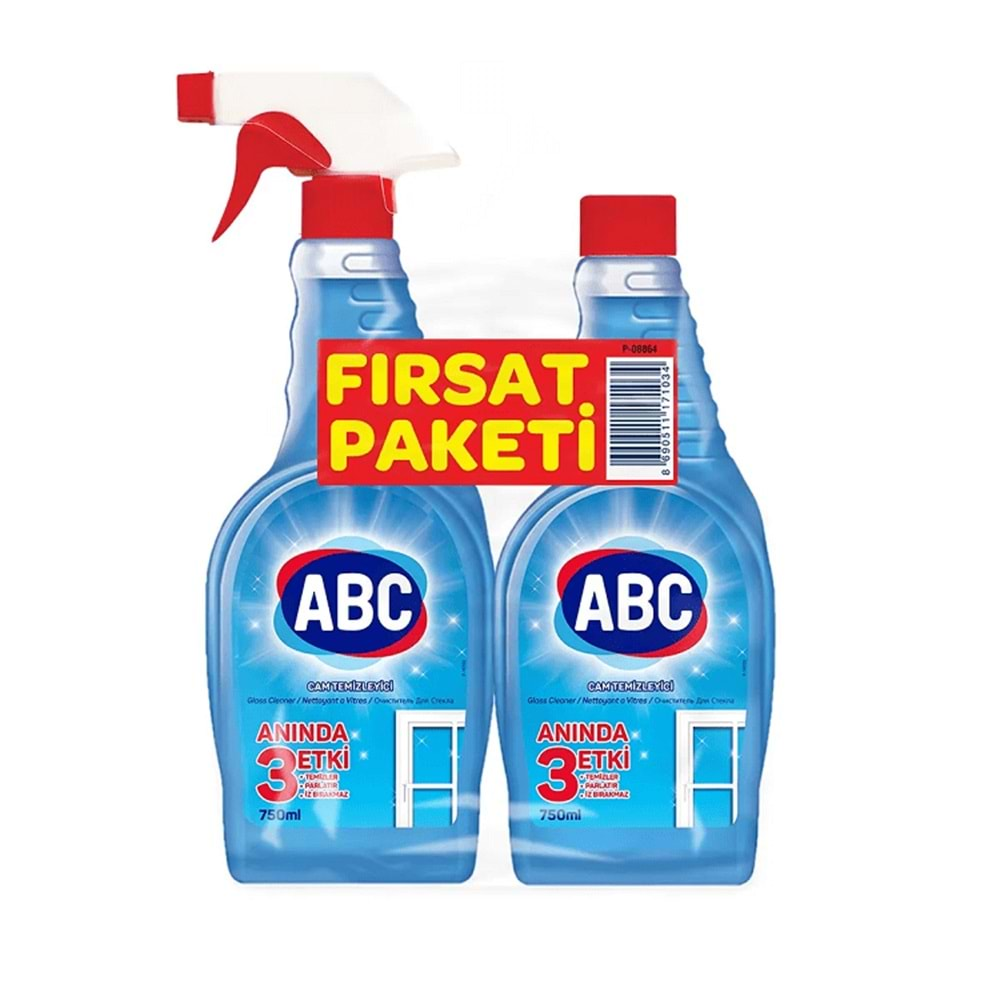 ABC Cam Temizleyici 750ml+750ml Fırsat Paketi