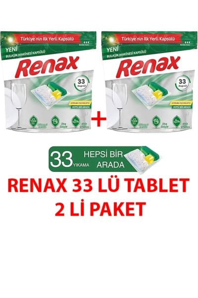 Renax Bulaşık Makinesi Tableti 2x33 66 adet