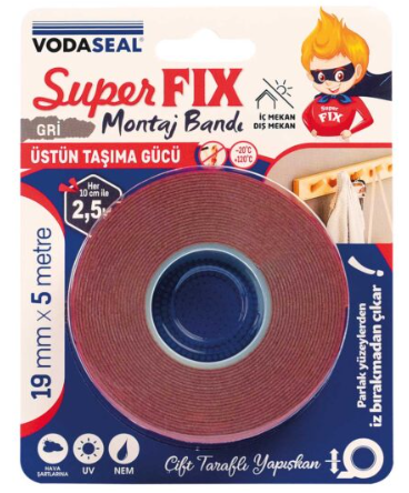 Vodaseal VHB Çift Taraflı Montaj Bandı Gri 19mmx5m