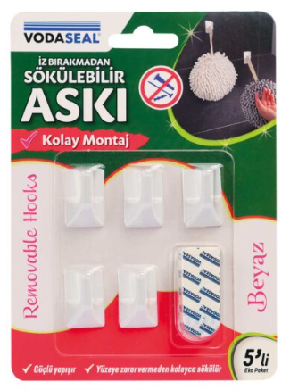 Vodaseal HS-02W Beyaz 5 li İz Bırakmayan Askı