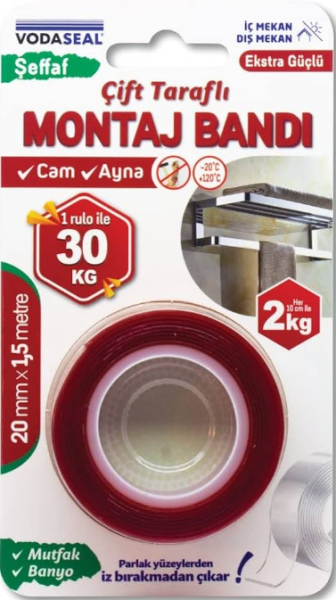Vodaseal VHB İç Mekan Montaj Bandı 20mmx1.5mt