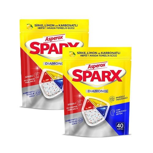 Asperox Sparx Diamond Bulaşık Makine Kapsülü 40x2 paket 80 adet