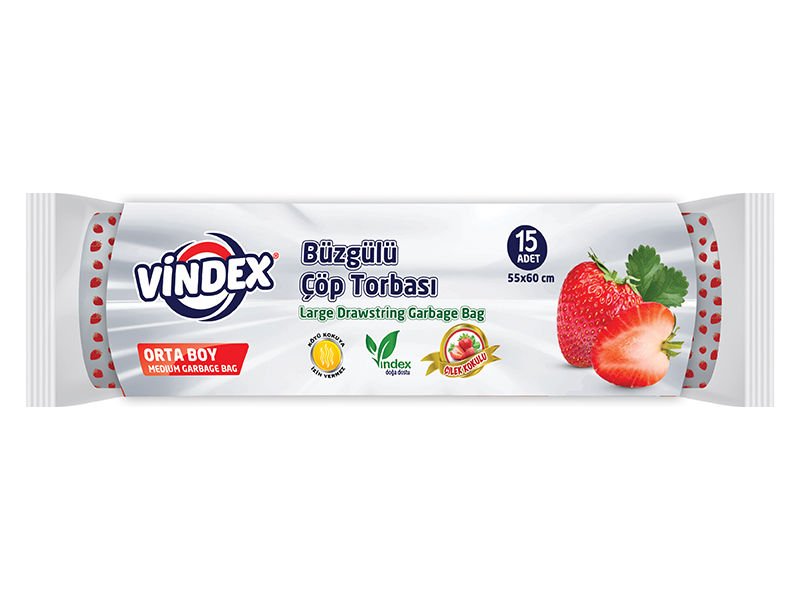 Vindex Büzgülü Çöp Torbası Çilek Orta
