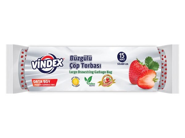 Vindex Büzgülü Çöp Torbası Çilek Orta