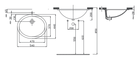 Alvit Tezgah Altı Lavabo 37x47cm Beyaz