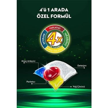 Tems 2X36=72 Tablet 4 Etkili Bulaşık Makinesi Kapsül Deterjanı Tablet Yerli