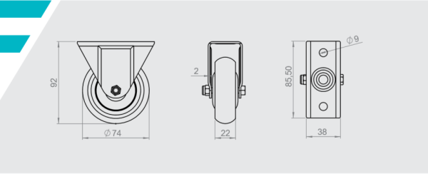 HTS-355 72x25 Pvc Sabit Teker