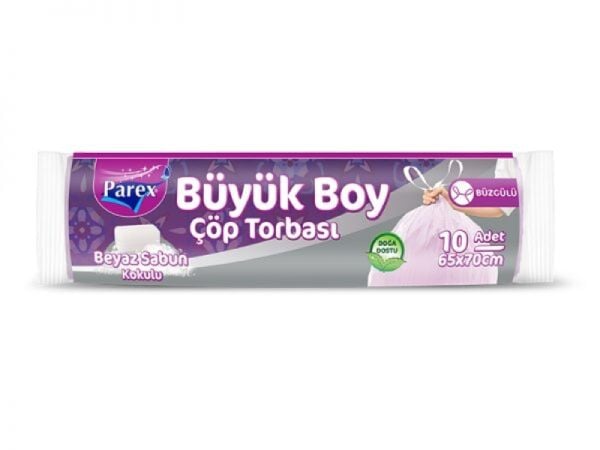 Parex Çöp Torbası Büzgülü Büyük Beyaz Sabun Kokulu