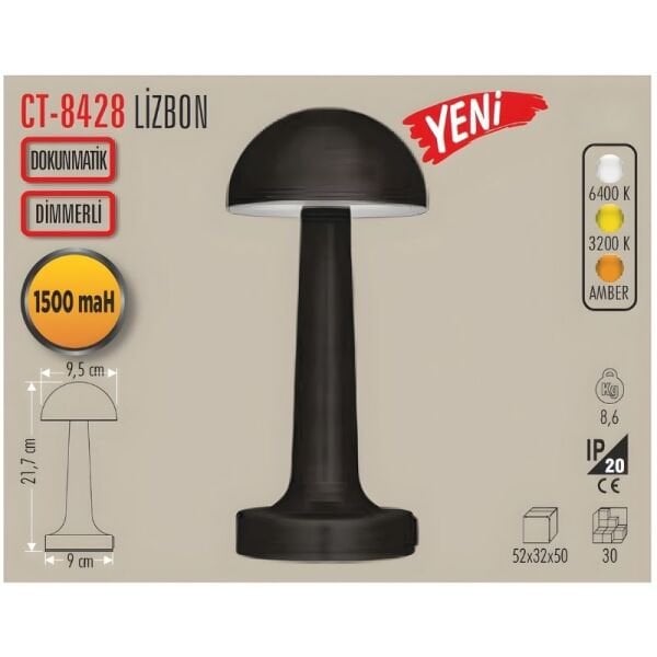 Cata CT-8428 Lizbon Şarjlı Masa Lambası