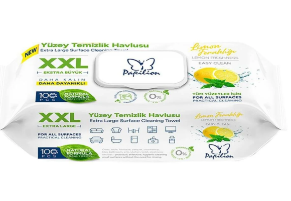 Papilion Yüzey Temizlik Mendili Limon XXL 100 lü