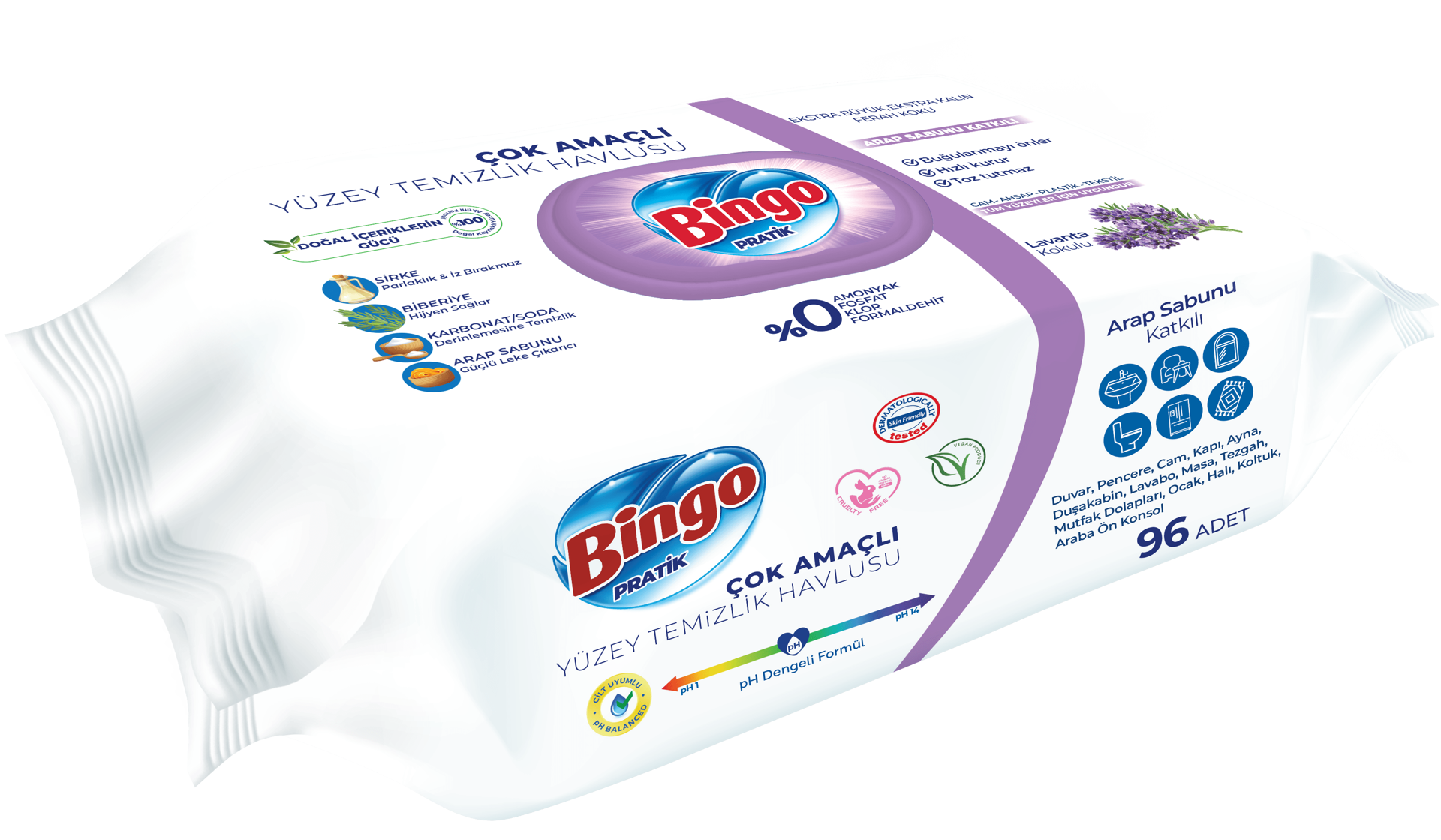 Bingo Yüzey Temizlik Havlusu Arp.Lavanta 96lı