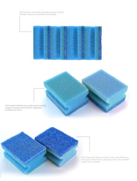 Macromax Çizmez Oluklu Sünger 4 lü