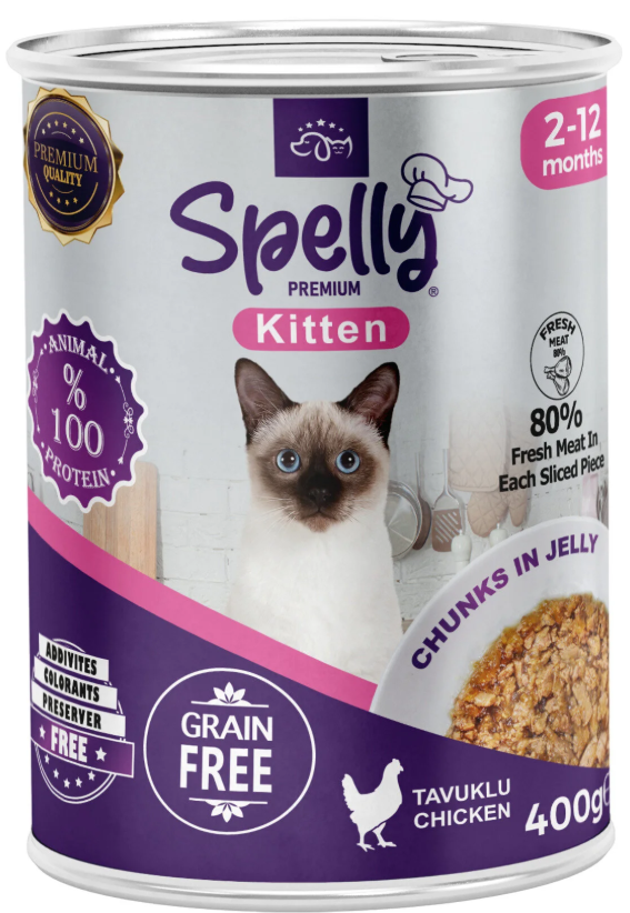 Spelly Kedi Konserve Yavru Tavuklu 400 gr