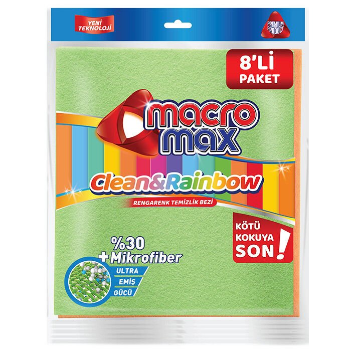 Macromax Rengarenk Temizlik Bezi 8 li