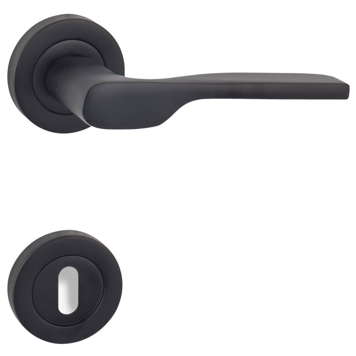 Özen Petra Yuv.Rozetli Mat Siyah Kapı Kolu Oda