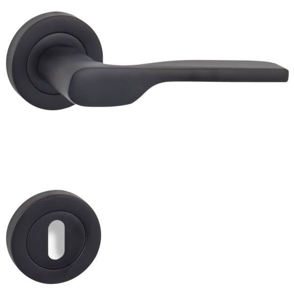 Özen Petra Yuv.Rozetli Mat Siyah Kapı Kolu Oda